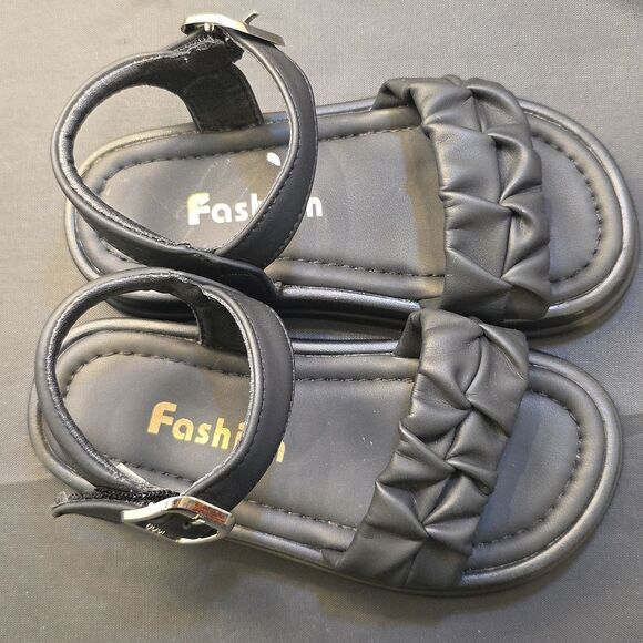 FASHION GIRLS' LIGHTWEIGHT SKIN-FRIENDLY CASUAL KIDS STYLE  FOLD DETAIL SANDAL - Picture 7 of 15